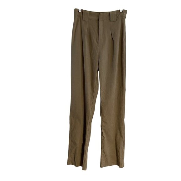 PrettyLittleThing Wmn 6 Taupe Premium Twill Blend Pleat Detail Trouser Pants NWT - Picture 3 of 12